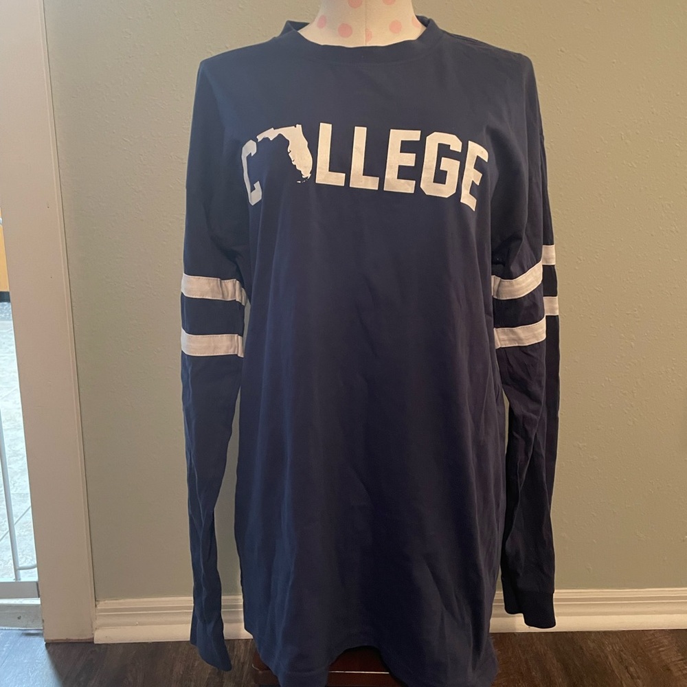 Jadelynn Brooke College Long Sleeve Tee for State of Florida. Sz Lg Navy